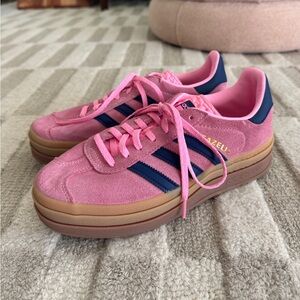 Adidas Women's Pink and Blue Gazelle Sneakers